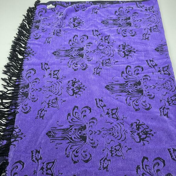 Disney Parks Scarf One Size Purple Black Haunted Mansion Reversible Fringe - Picture 10 of 15
